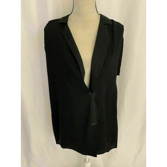 Topshop Womens Solid Black V Neck Short Sleeve Blazer Vest 8 Medium - Picture 1 of 6